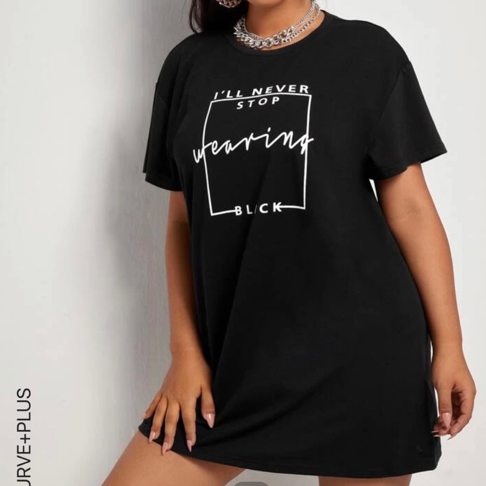 BLACK T-Shirt Dress (NEVER WORN) “I’ll never stop wearing black”, 3X